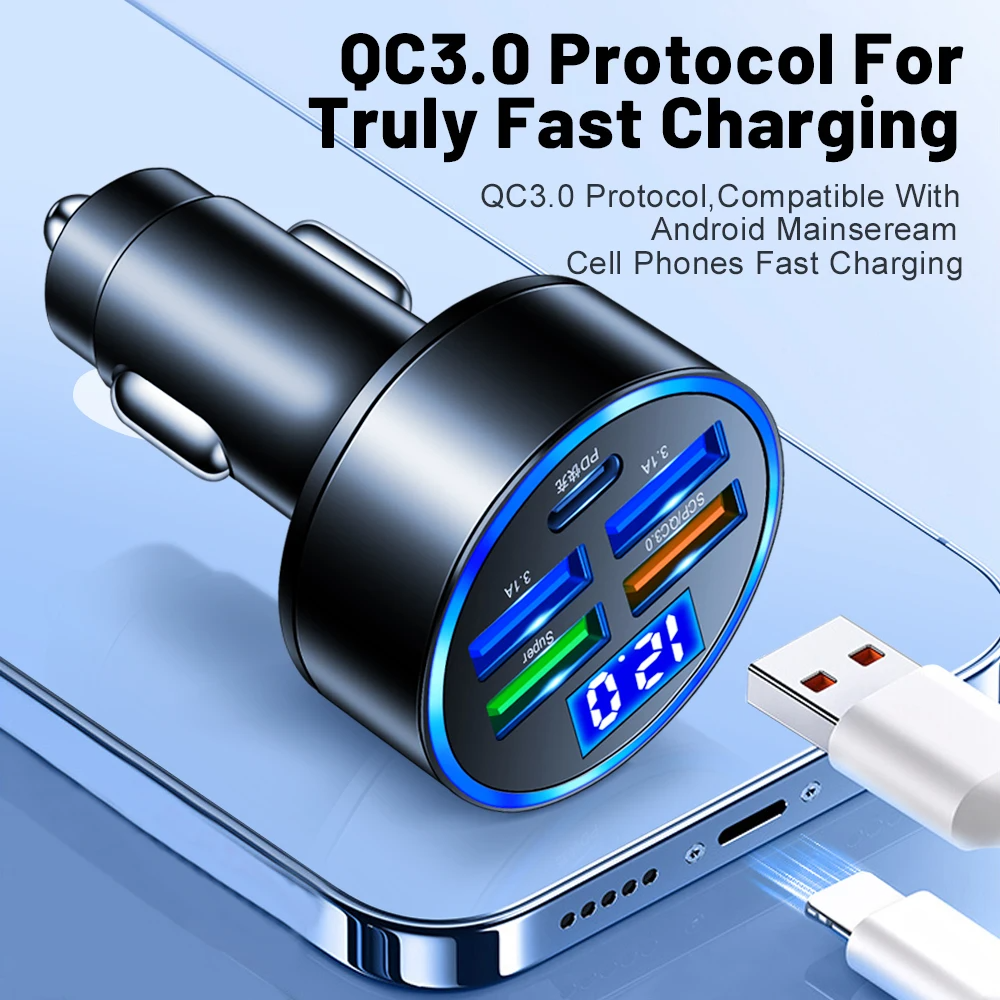 5-Port Fast USB Car Charger