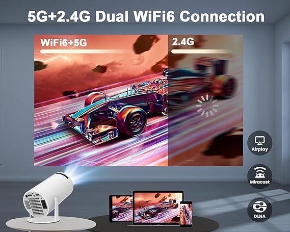Smart Mini Projector – 1080P, 4K Support, WiFi 6 & Bluetooth