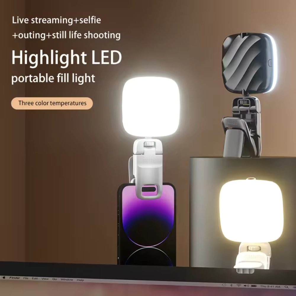 LED Clip-On Selfie Light with Adjustable Stand