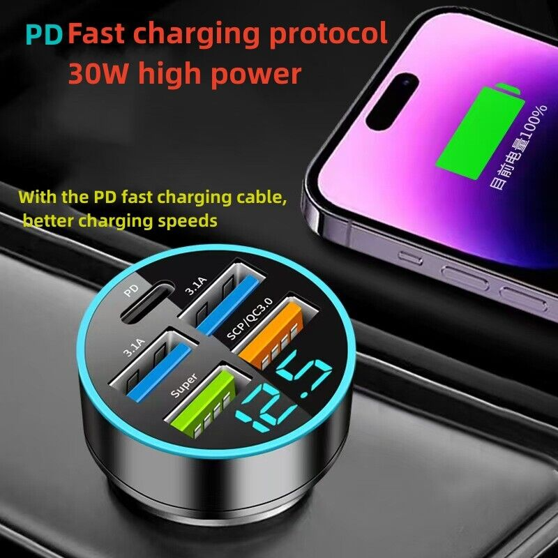 5-Port Fast USB Car Charger