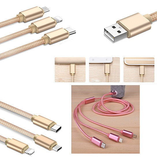 3-in-1 Universal Charging Cable (Lightning, USB-C, Micro USB)