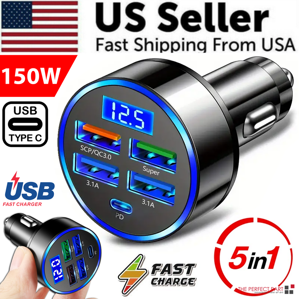 5-Port Fast USB Car Charger