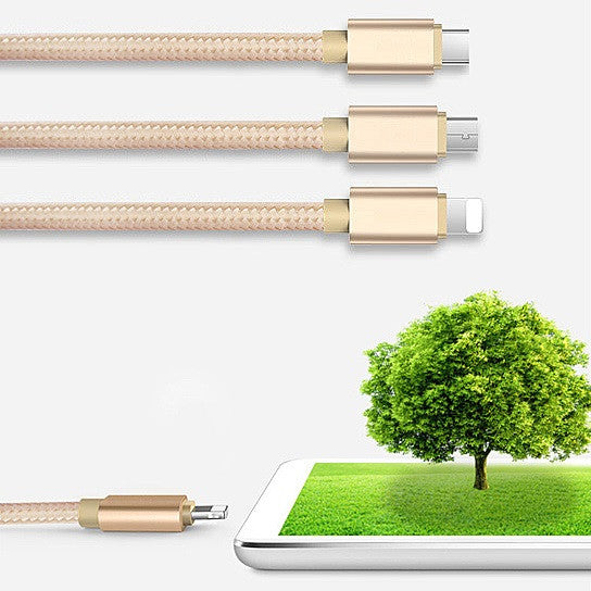 3-in-1 Universal Charging Cable (Lightning, USB-C, Micro USB)