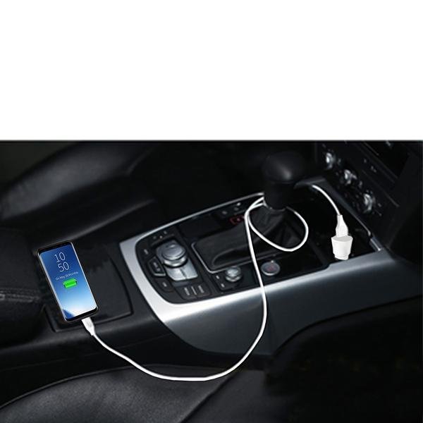 Dual USB Car Charger with 5ft USB-C Cable