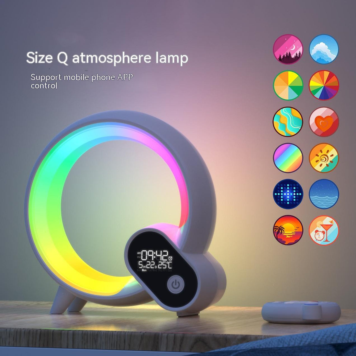 Q Light Sunrise Alarm Clock with Bluetooth Speaker & Ambient Light