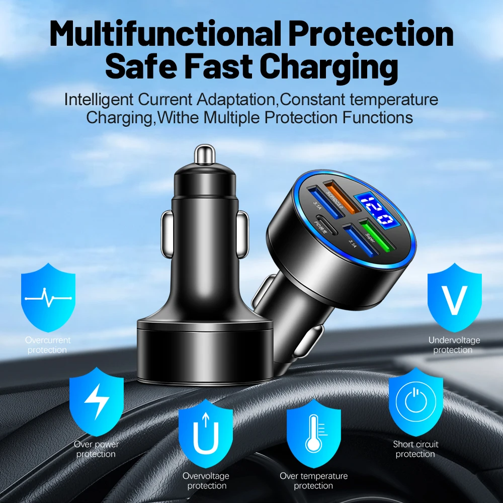 5-Port Fast USB Car Charger