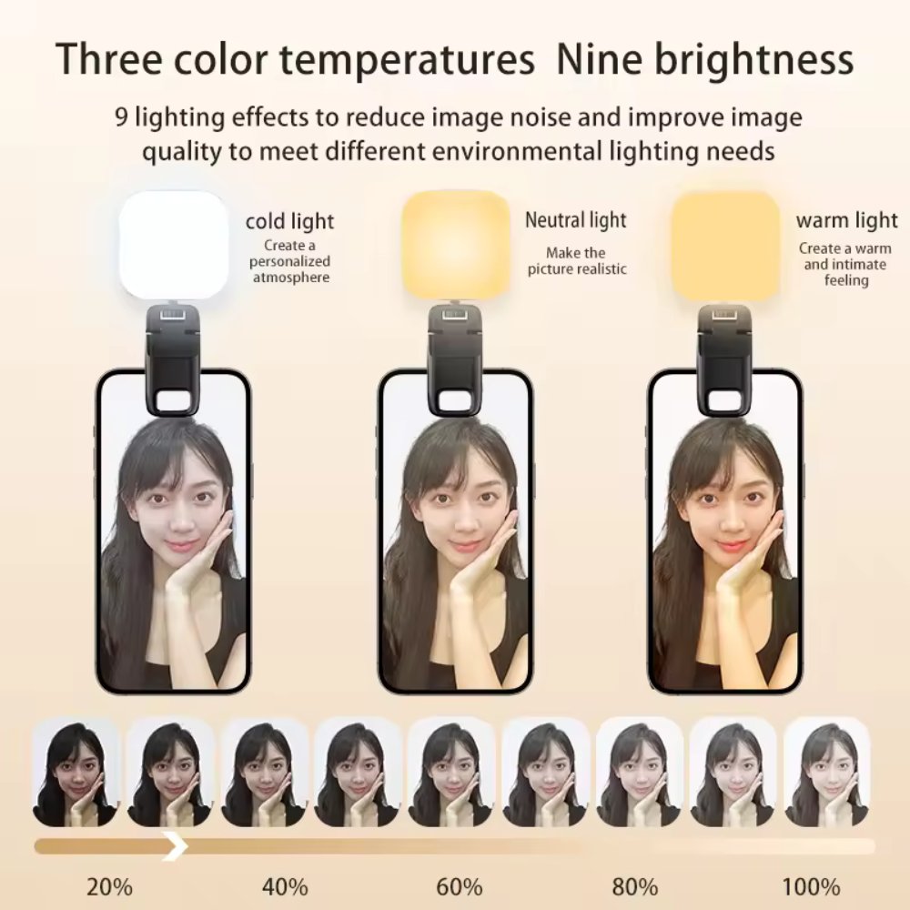 LED Clip-On Selfie Light with Adjustable Stand