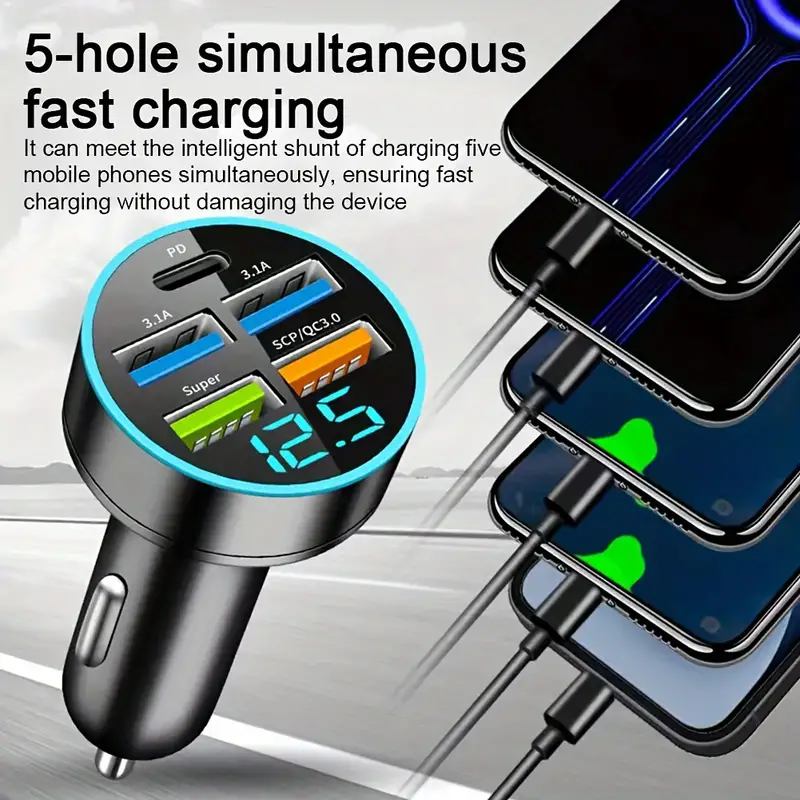 5-Port Fast USB Car Charger