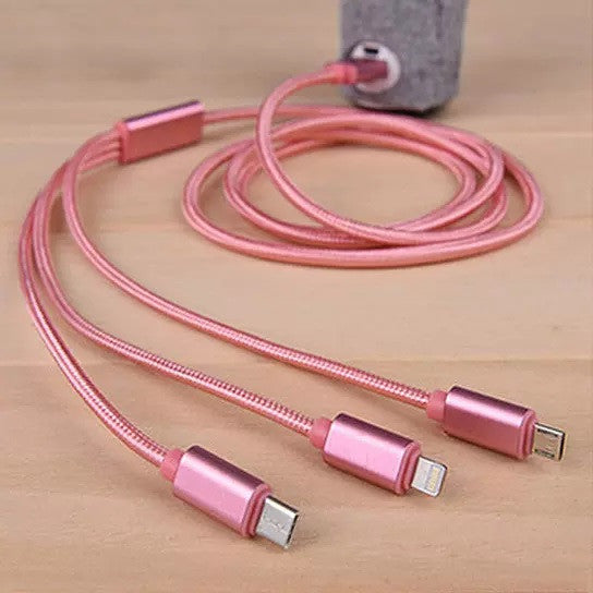 3-in-1 Universal Charging Cable (Lightning, USB-C, Micro USB)