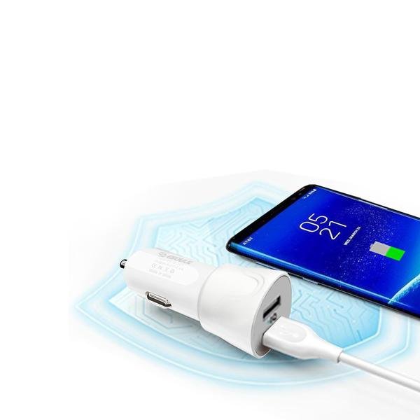 Dual USB Car Charger with 5ft USB-C Cable